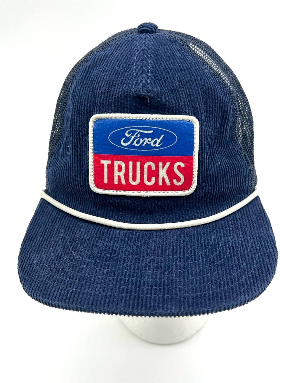 Ford American Needle Ford Trucks Navy Blue Corduroy Mesh Snapback Hat EUC